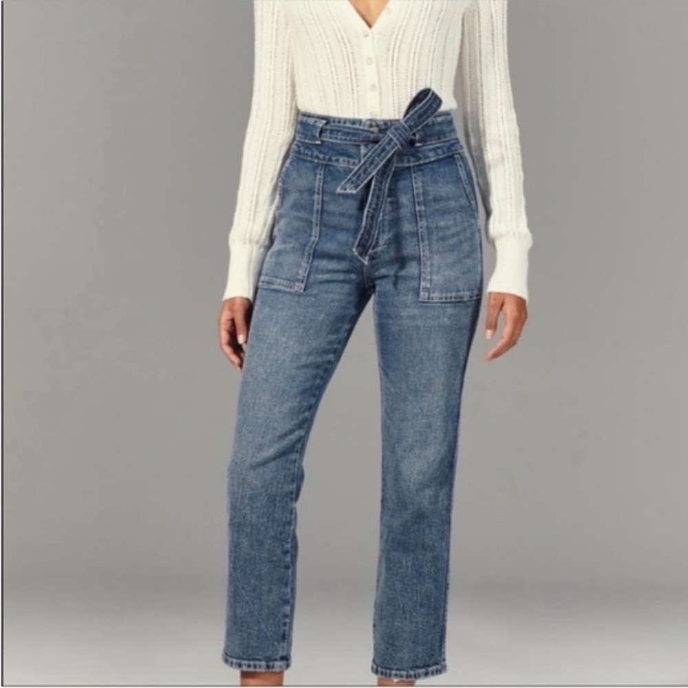 Abercrombie and Fitch Ultra High Rise Straight Leg Paperbag Waist Jeans